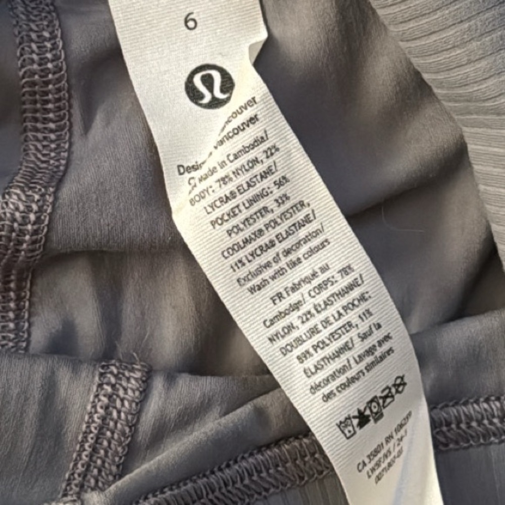 Like new Lululemon Gray High-Waisted Leggings worn once ribbed size 6 new Lulu - Picture 4 of 7